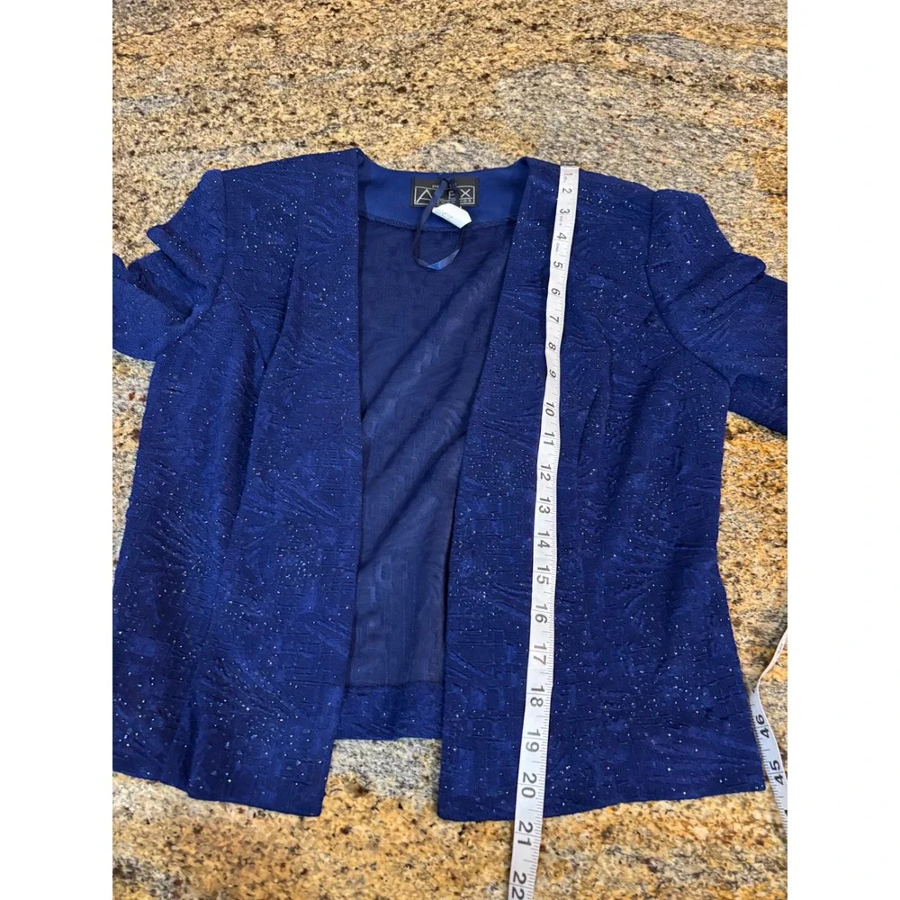 NWT Alex Evenings 10 Petite Blue Embellished Dress & Jacket Set‎ Formal Occasion